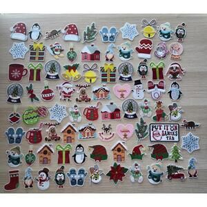 Lot of 83 Embroidered Winter, Christmas Patches Snowman, Penguin, Polar Bear New